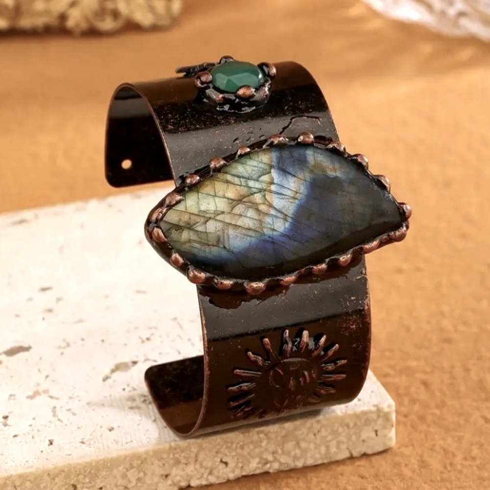 💎 Copper Cuff Bracelets with Gemstones 
4 separate styles available